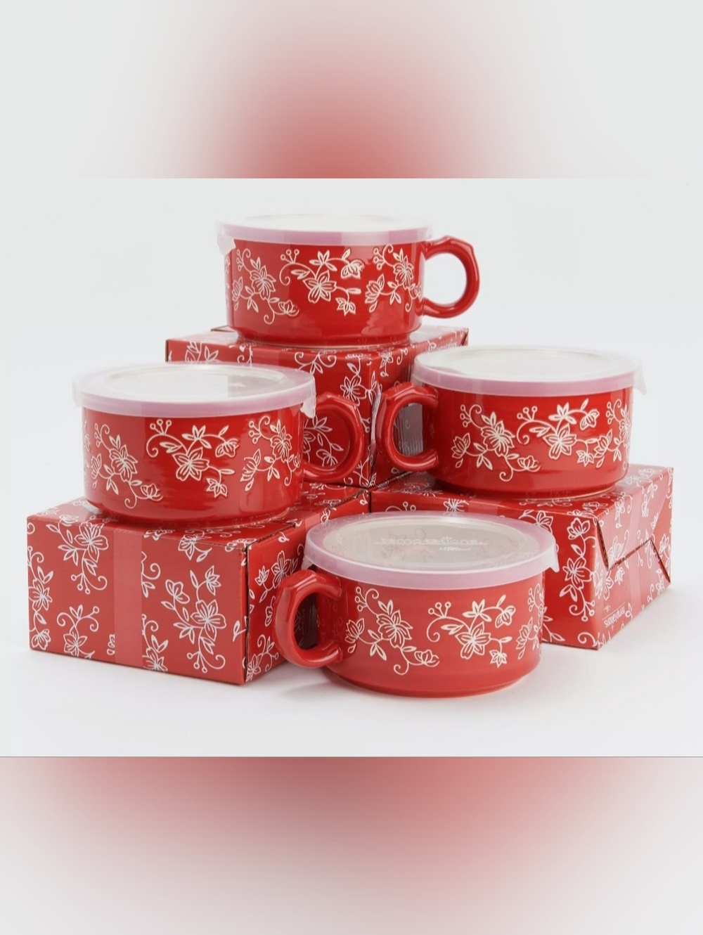Temp-tations Floral Lace Set of 4 Meal Mugs